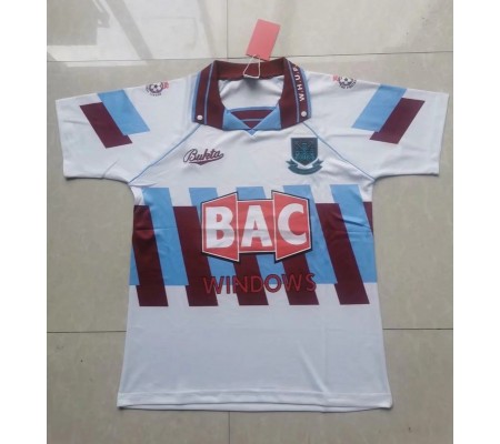 West Ham United 91/92 Away White&Blue Soccer Jersey